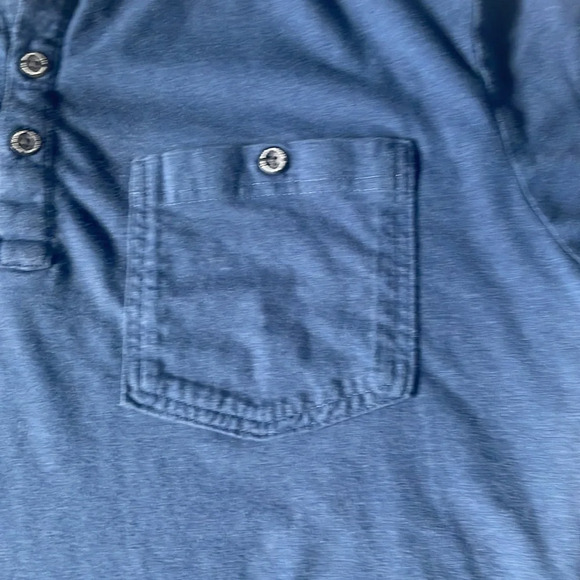 Men's Longtail T Relaxed Fit SS Henley with Pocket blue size L - Picture 2 of 7
